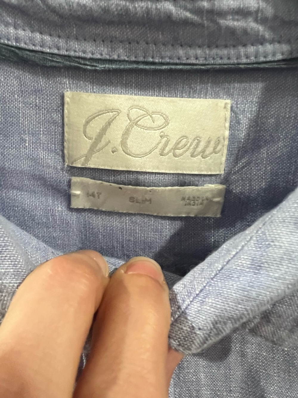 Baird McNutt Irish Linen for J.Crew Light Blue Slim fit 14T Shirt - Picture 3 of 4